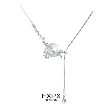 Elegant FXPX celestial eclipse agate necklace with a unique design and adjustable length