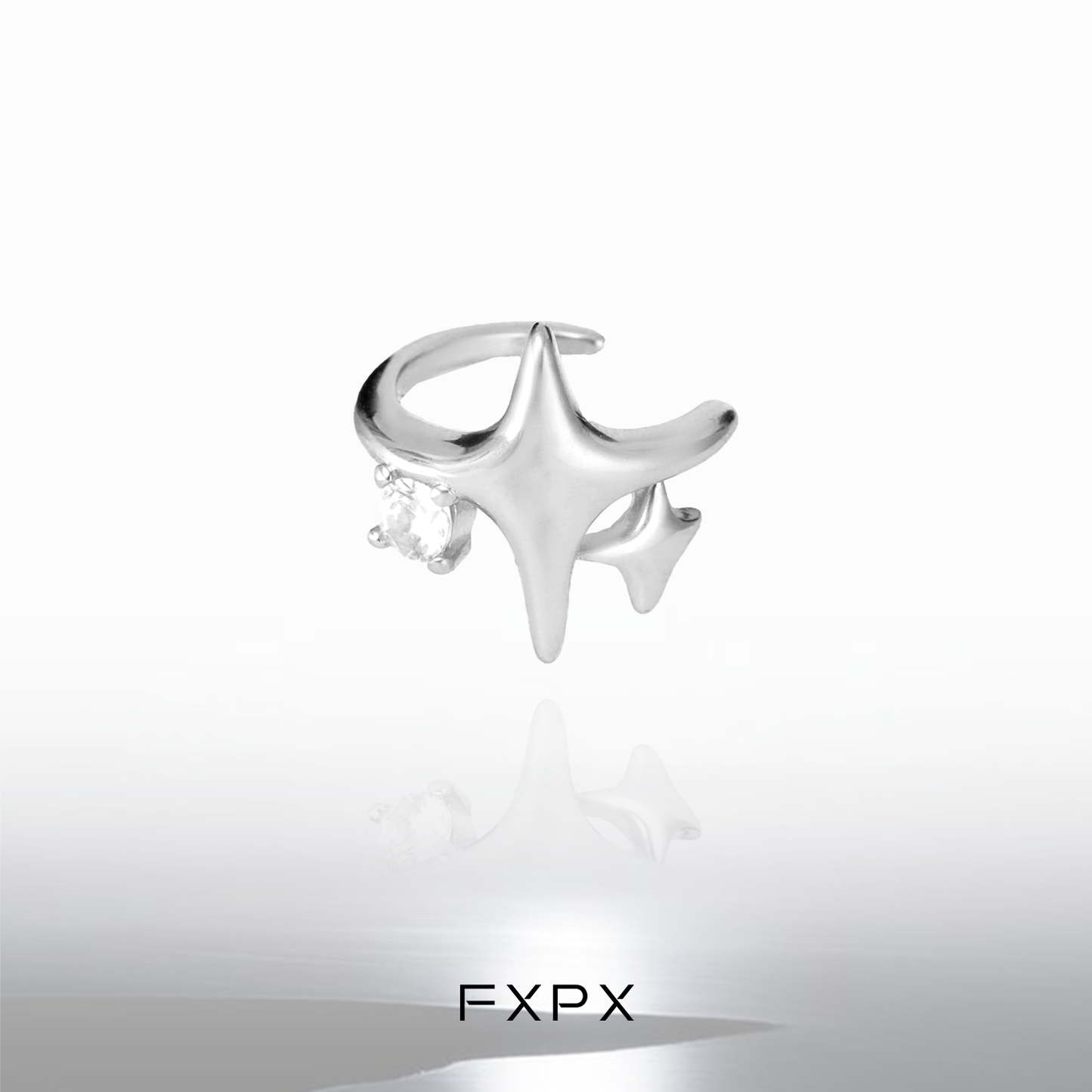 Stylish FXPX celestial star ear cuffs in silver with unique star-shaped design