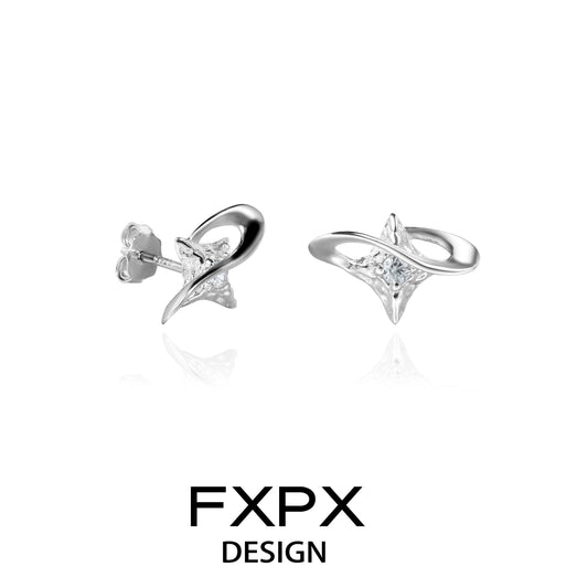 Stylish FXPX celestial star earrings with a modern star design and shimmering accents