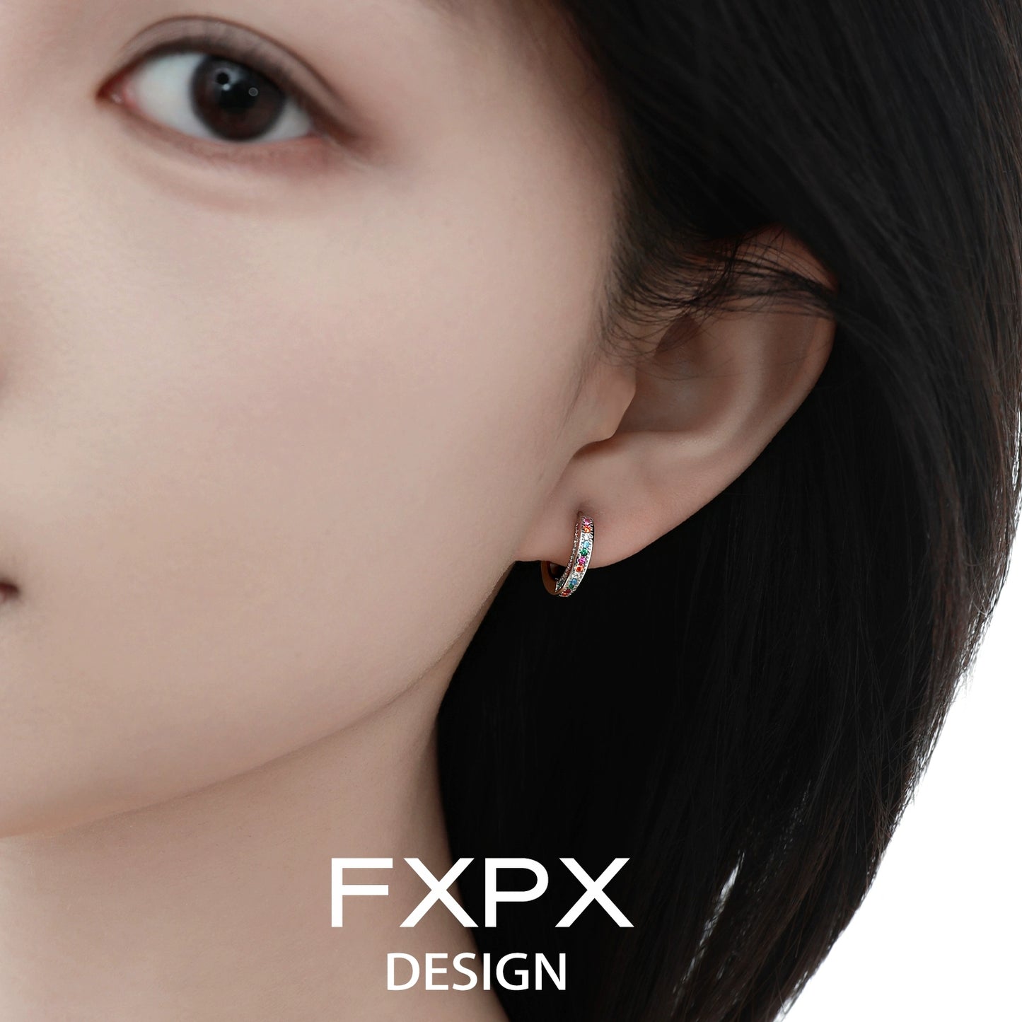 Elegant colorful zircon earrings from FXPX, featuring a vibrant design for stylish looks