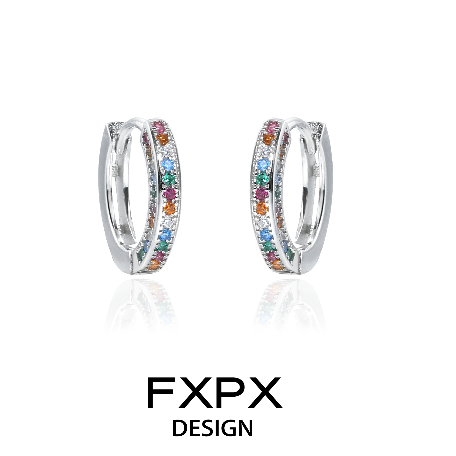Stylish FXPX colorful zircon earrings with vibrant gemstones for elegant occasions