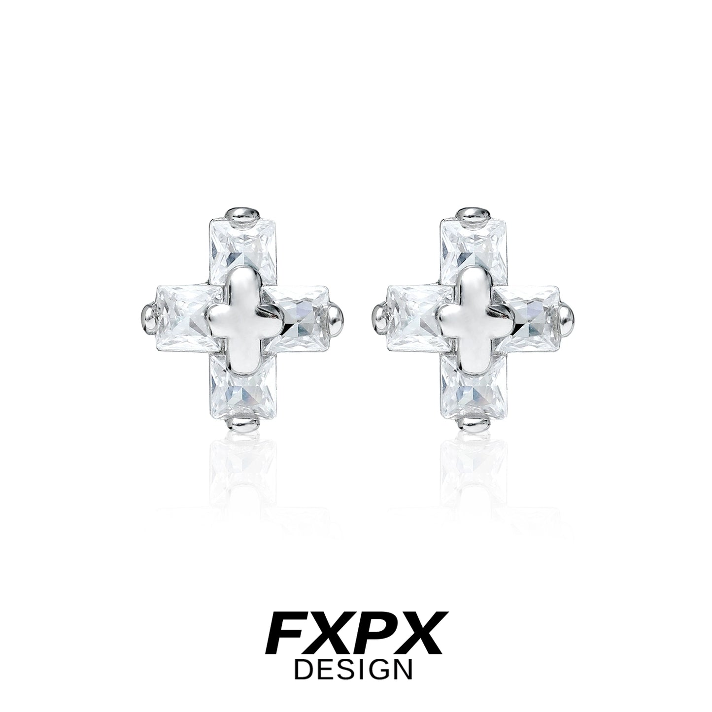 Stylish FXPX couple earrings for gothic style featuring crystal cross design