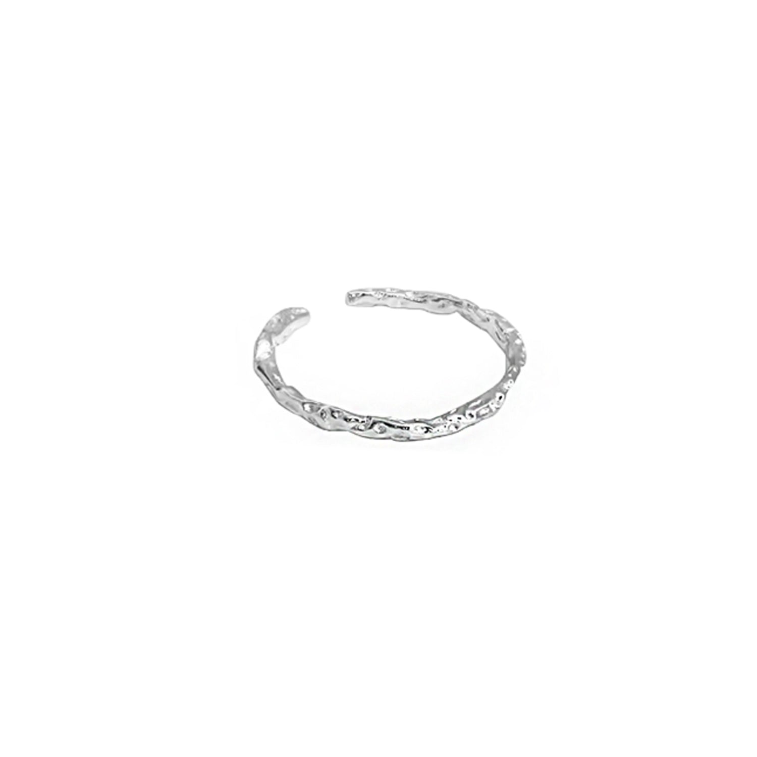 FXPX minimalist textured thin ring in silver with a unique hammered design for everyday elegance