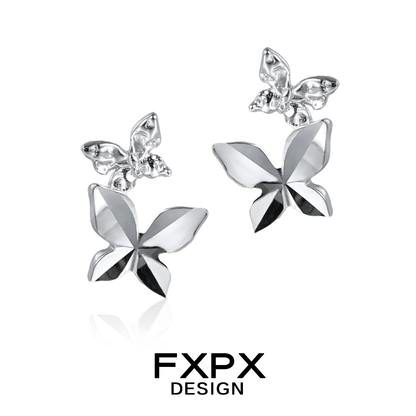 FXPX mirror butterfly silver earrings featuring a stylish butterfly design for elegant outfits