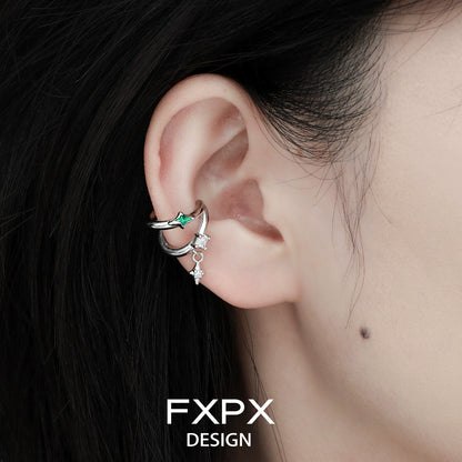 FXPX forest star ear cuff featuring silver design with sparkling gemstones for a stylish look