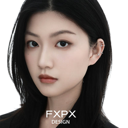 FXPX geometric orbit ear clip worn by a model showcasing unique design and modern aesthetics