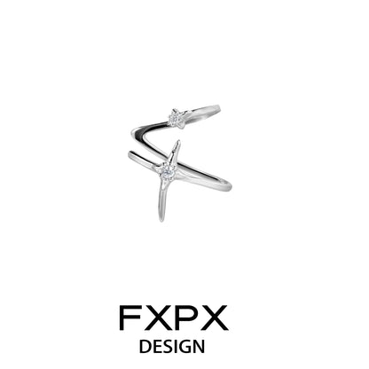 Stylish FXPX geometric orbit ear clip with a modern design and sparkling embellishments