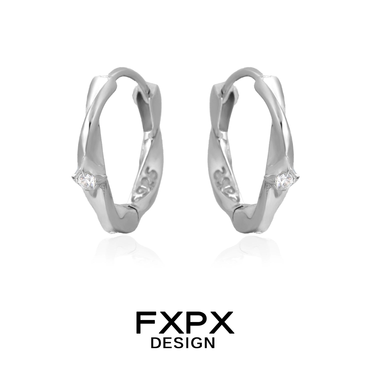 FXPX sterling silver gothic cross earrings with sparkling accents for a trendy look