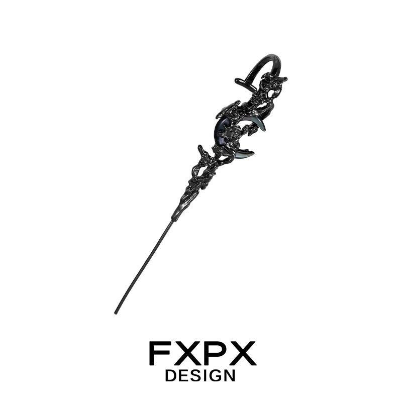 Black FXPX gothic ear needle jewelry with intricate design for a unique style