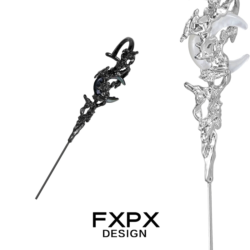 FXPX gothic ear needle jewelry featuring intricate designs and a sleek finish for stylish ear adornment