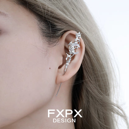 FXPX gothic ear needle jewelry featuring a delicate silver design with shimmering accents