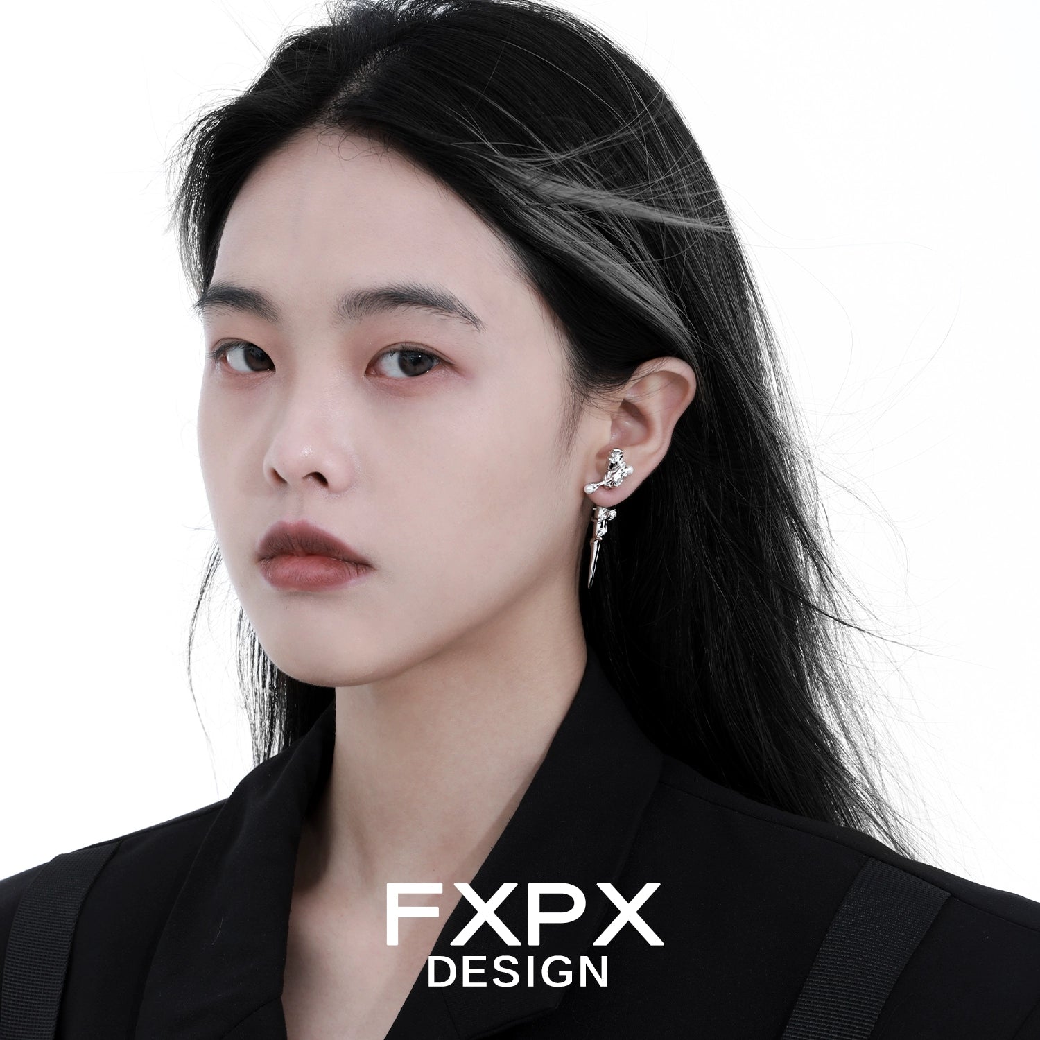 FXPX gothic rose cross earrings featuring a unique design with floral and cross elements