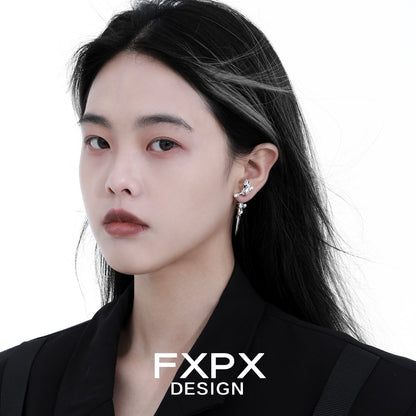 FXPX gothic rose cross earrings featuring a unique design with floral and cross elements