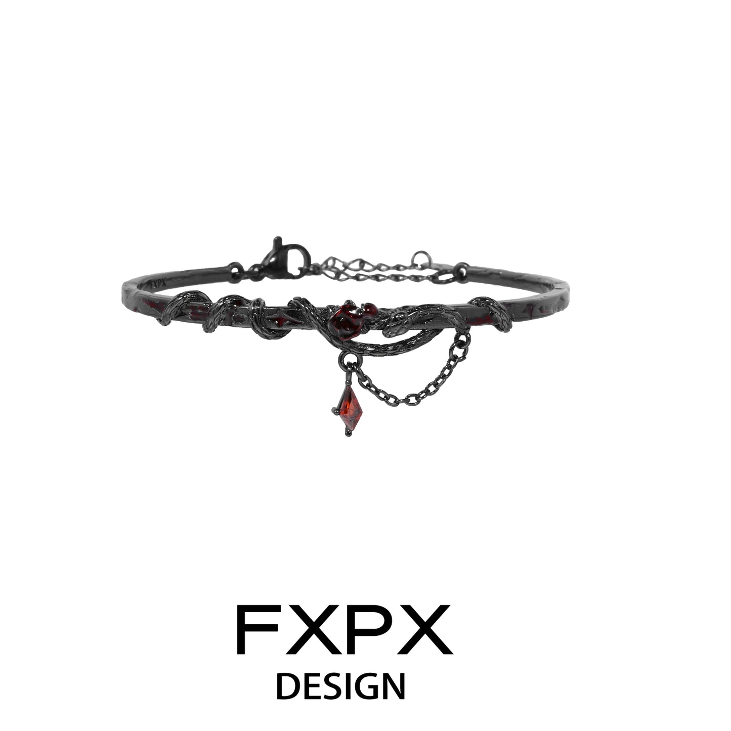 FXPX gothic rose snake bracelet with intricate design and dark metal finish