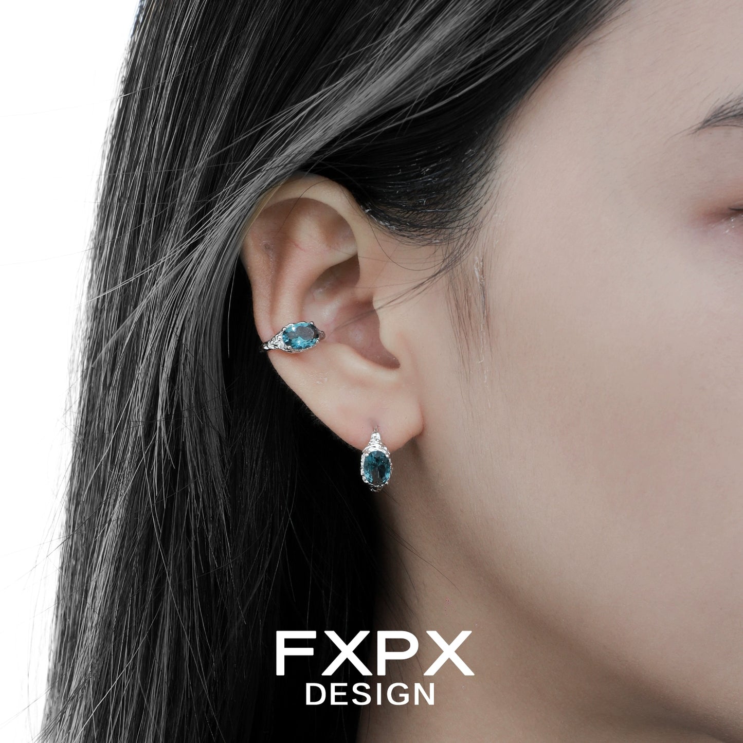 Beautiful Iceland blue zircon stud earrings set in silver, perfect for elegant casual wear