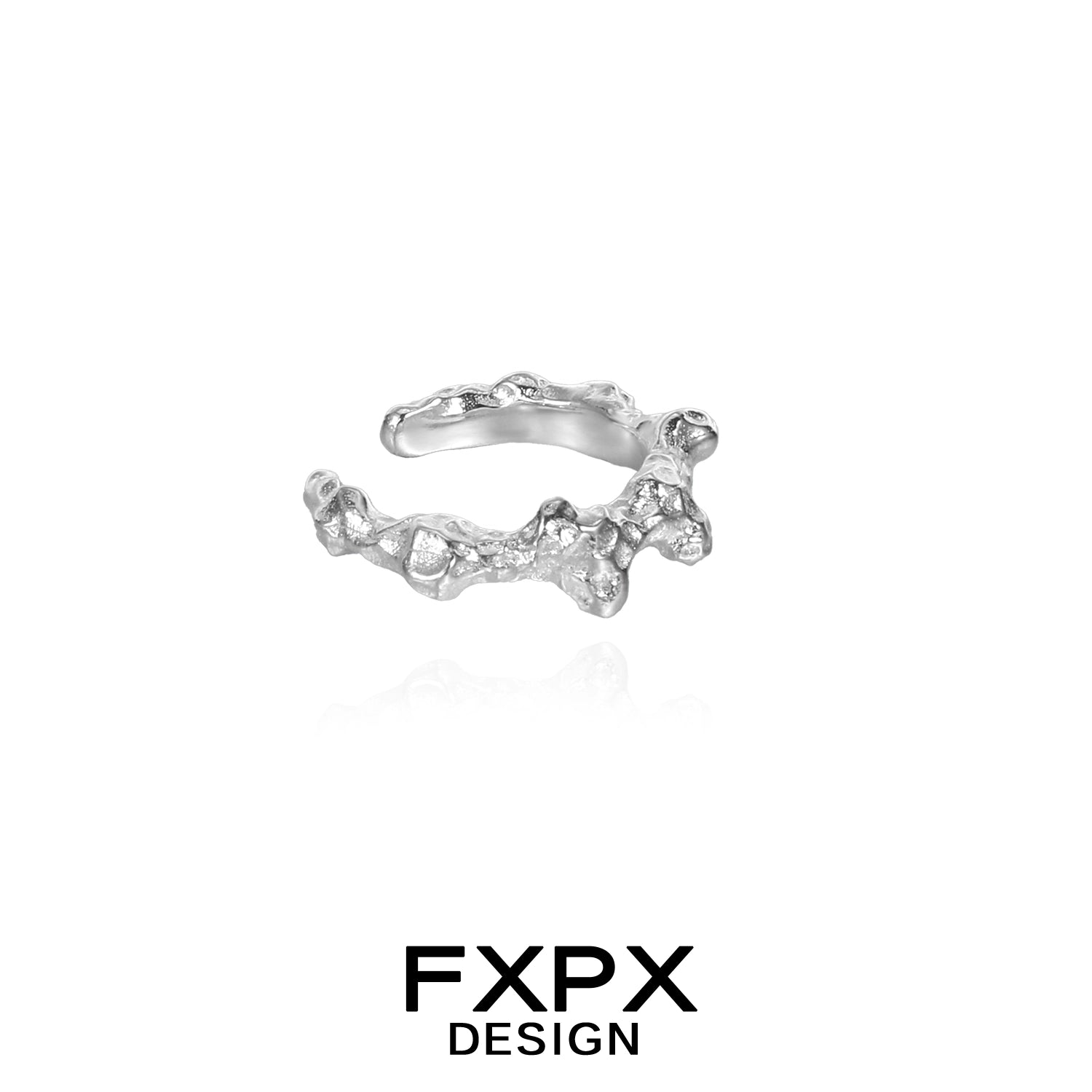 Irregular silver earrings by FXPX with a unique and textured design for modern elegance