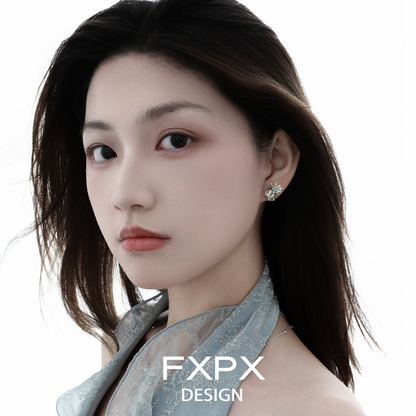 Elegant FXPX jasmine green zircon earrings designed to add a touch of luxury to any outfit