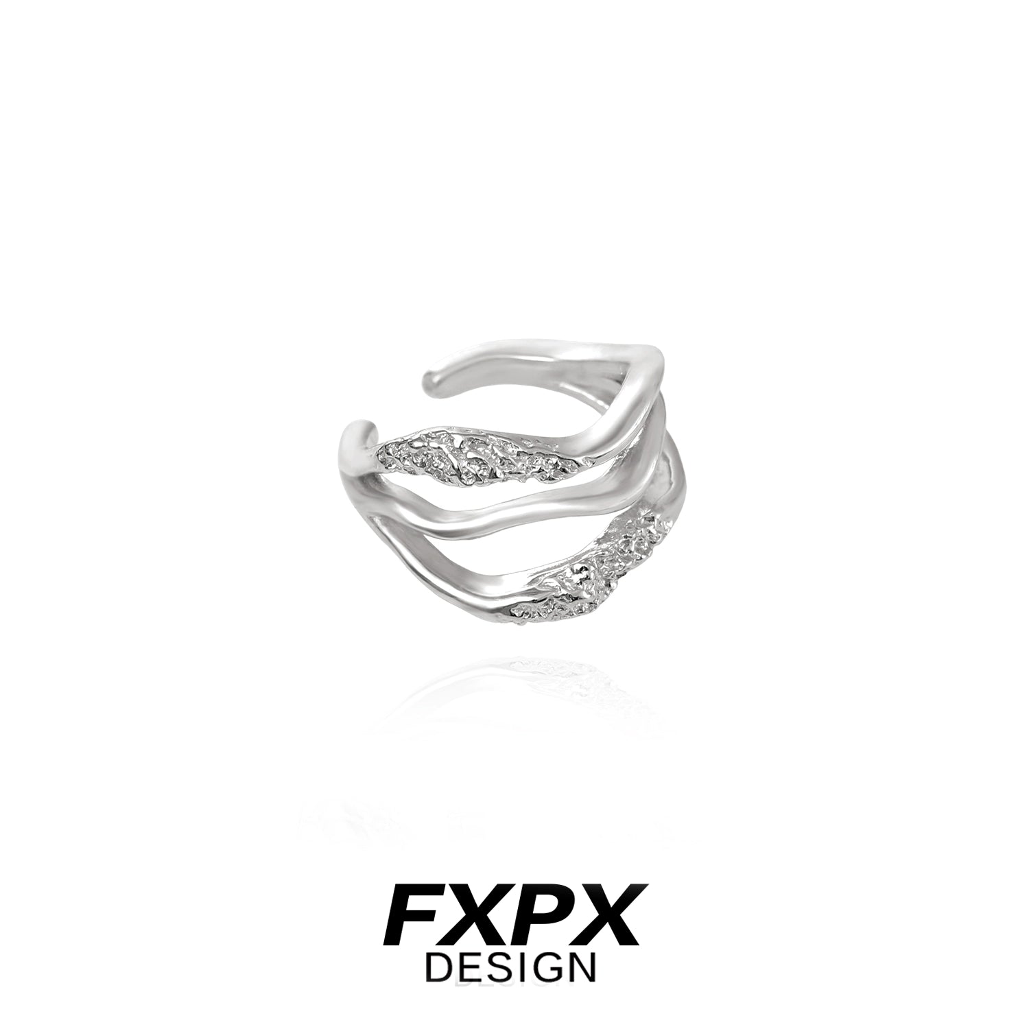 Stylish FXPX metal wave ear cuff with a unique design, perfect for modern fashion enthusiasts