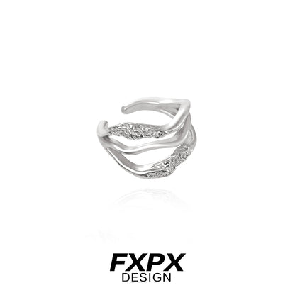 Stylish FXPX metal wave ear cuff with a unique design, perfect for modern fashion enthusiasts