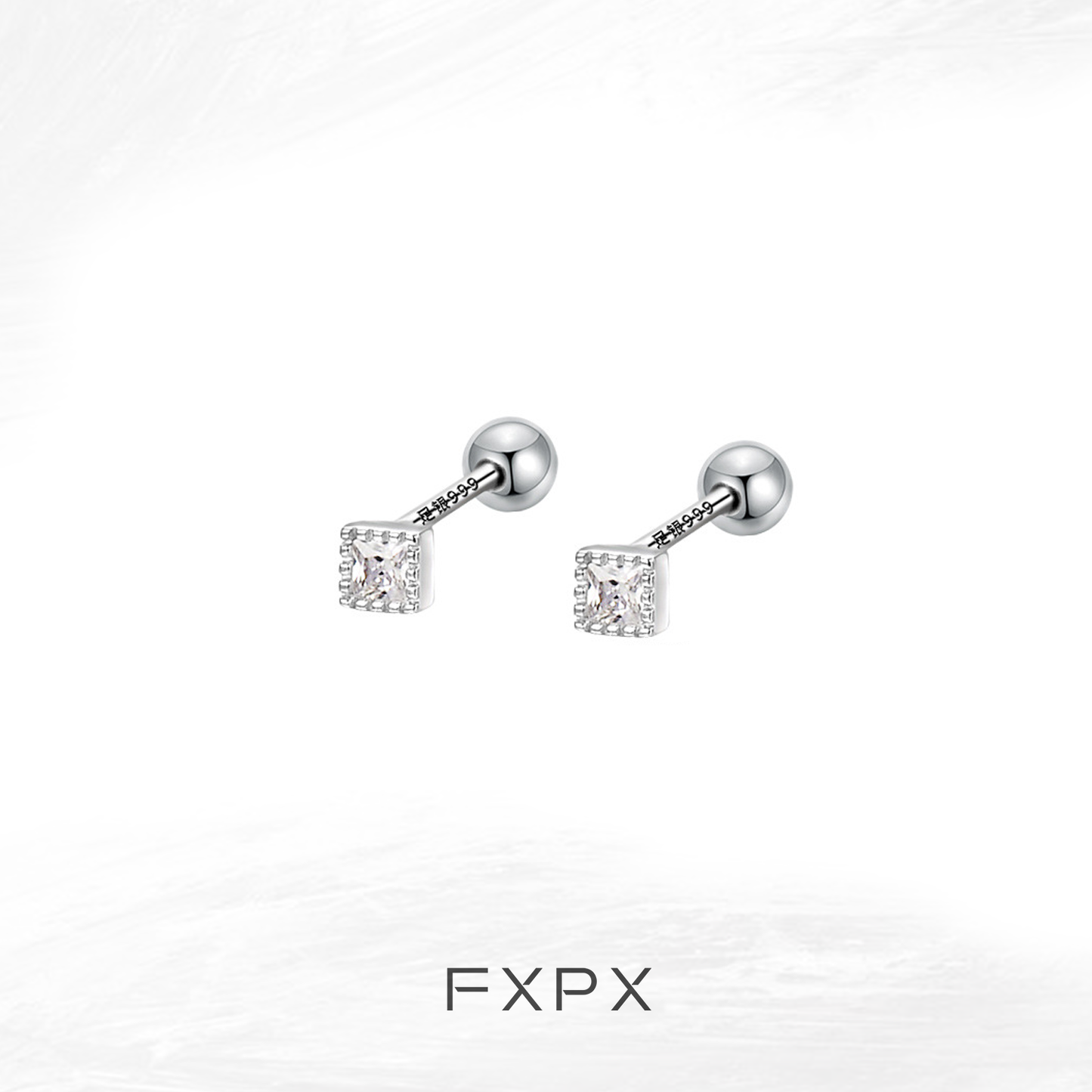 Elegant FXPX minimalist black and white earrings featuring a sparkling cubic design