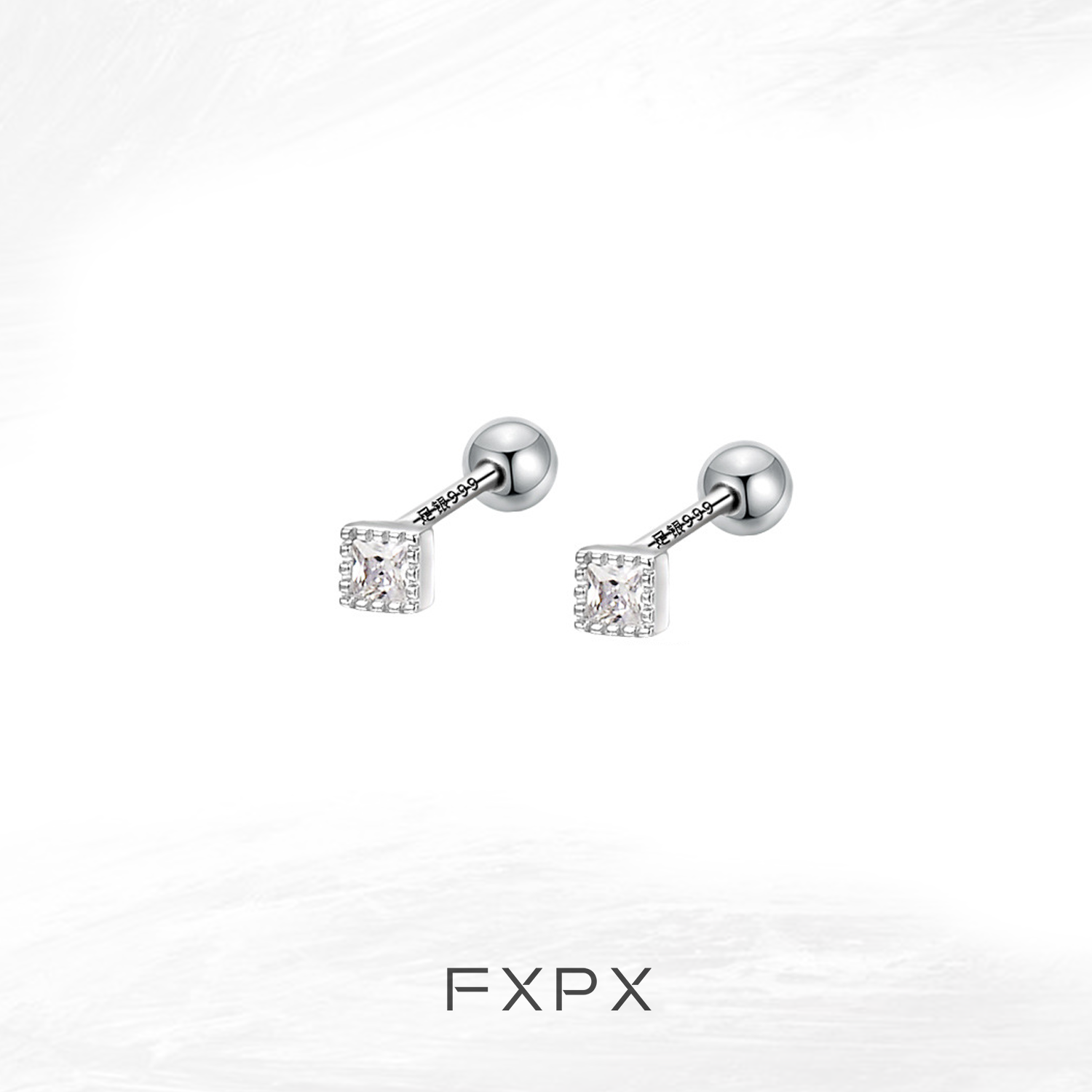 Stylish minimalist black and white earrings with a modern design and sparkling accents from FXPX