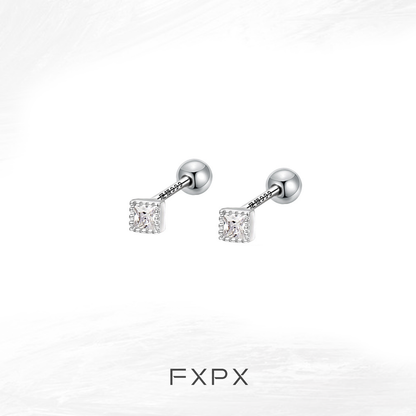 Stylish minimalist black and white earrings with a modern design and sparkling accents from FXPX