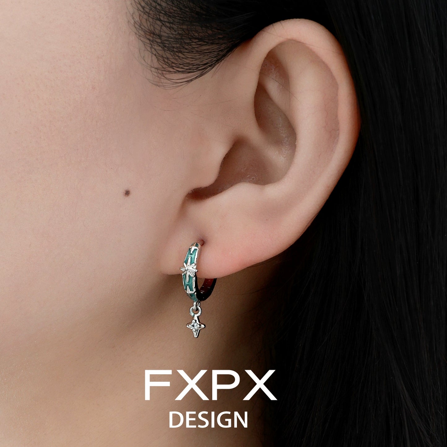 Mint Starburst Stud Earrings from FXPX with a delicate design for everyday wear