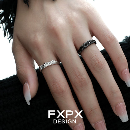 FXPX Mystic Map Couple Rings in Silver and Black for Stylish Duos