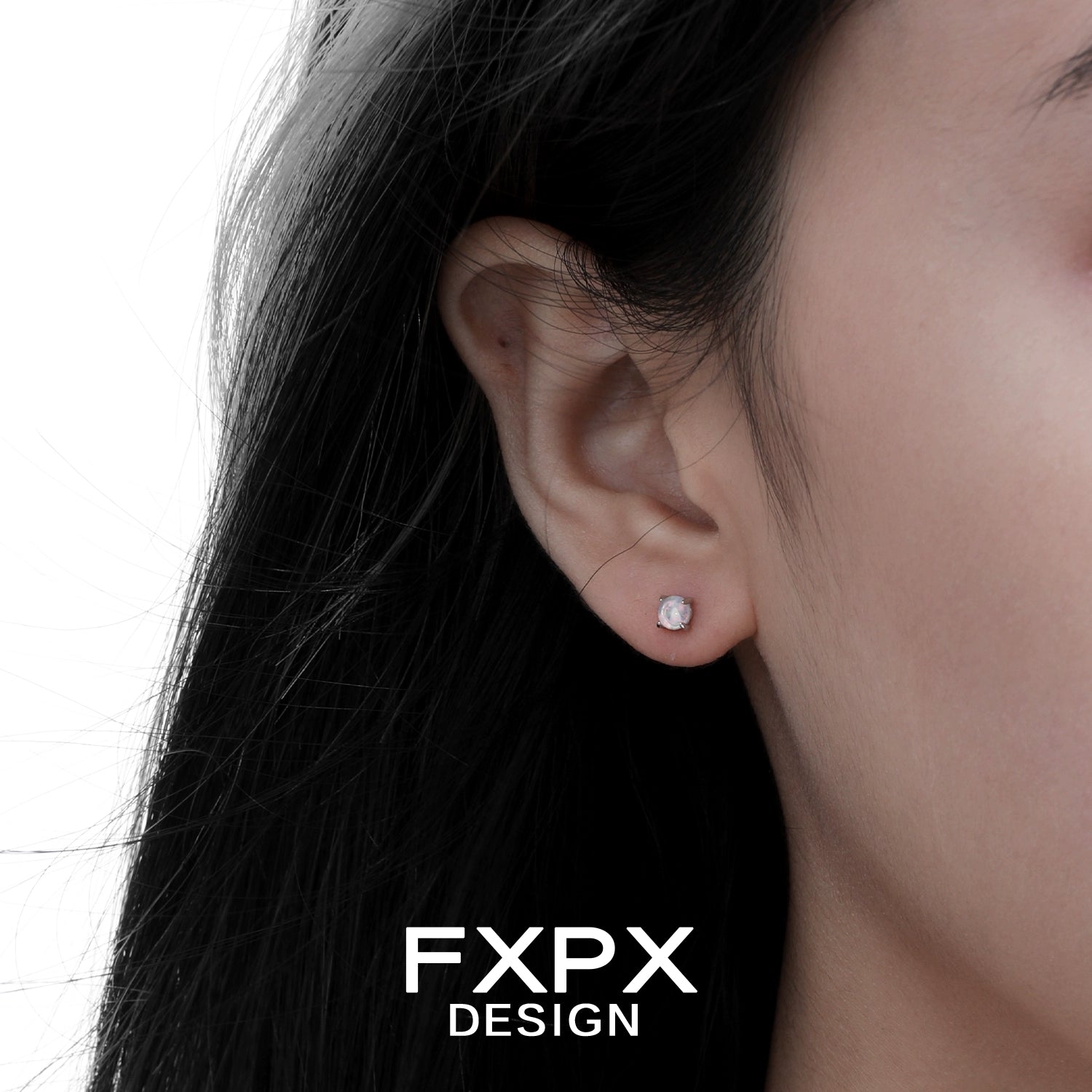FXPX Pink Rose Stud Earrings Elegantly Set for Everyday Wear and Special Occasions