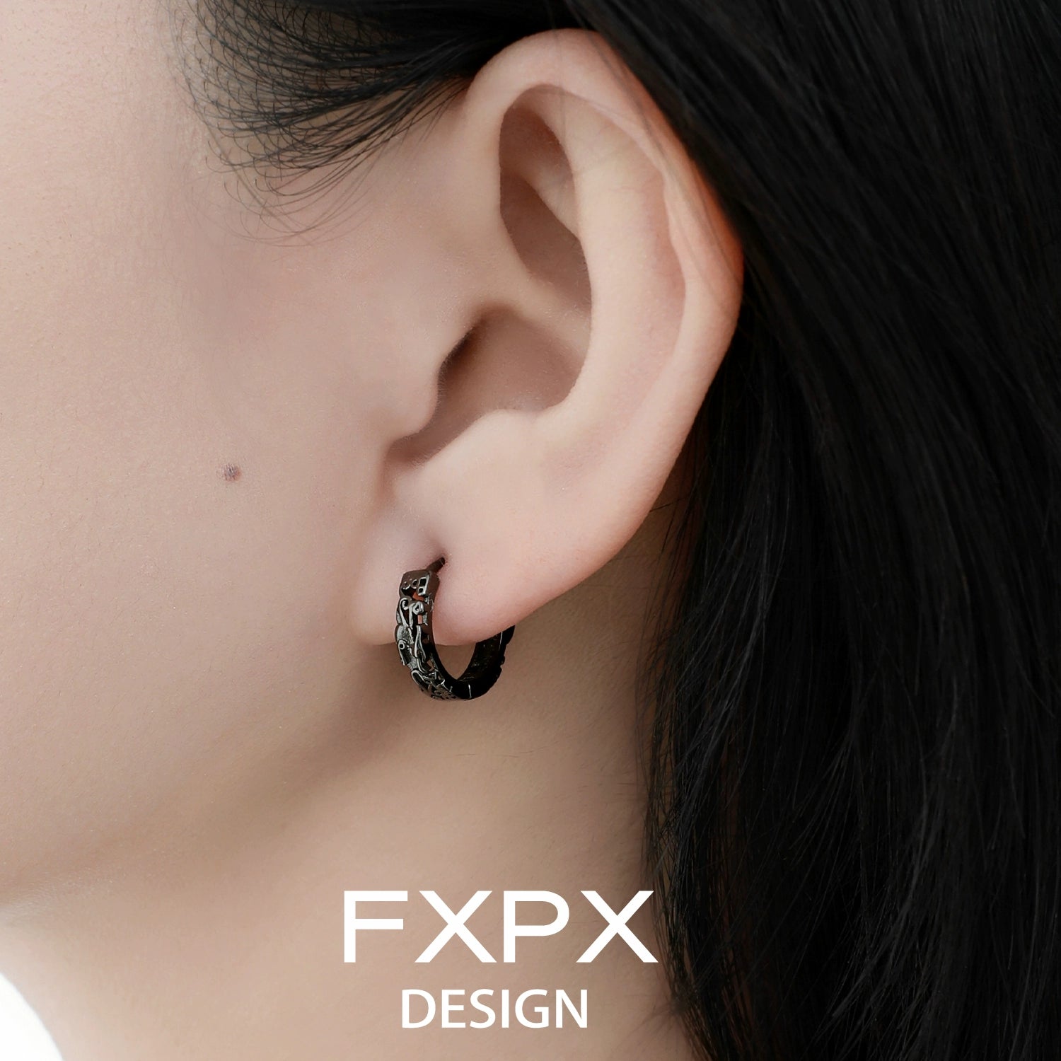 Elegant FXPX Pixiu hoop earrings featuring a unique design for stylish jewelry lovers