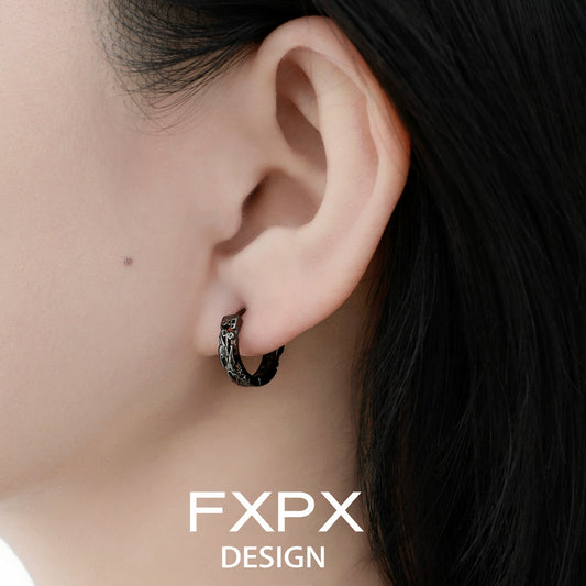 Elegant FXPX Pixiu hoop earrings featuring a unique design for stylish jewelry lovers