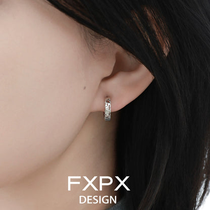 Stylish FXPX Pixiu hoop earrings featuring a unique design for modern and classic fashion