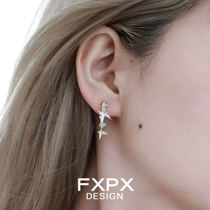 Stylish FXPX punk butterfly earrings in silver, perfect for adding a unique touch to any outfit