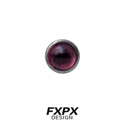 FXPX punk crystal stud earrings featuring a round purple crystal in a sleek metal setting