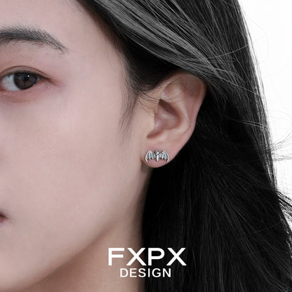 Stylish FXPX retro bat stud earrings in silver design for unique fashion lovers