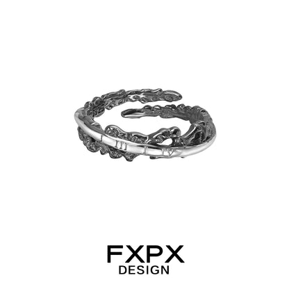 FXPX Roman Numeral Couple Rings in a Unique Open Design for Stylish Relationships