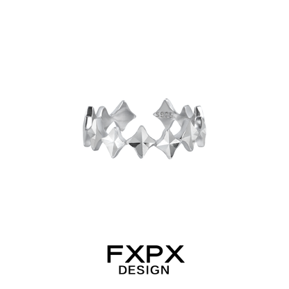 FXPX Sentinel Star Couple Rings in Silver with a Unique Star Design for Romantic Partners
