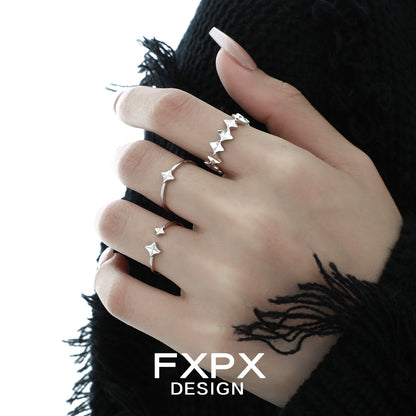 FXPX Sentinel Star Couple Rings in Silver with Elegant Star Design for Matching Couples