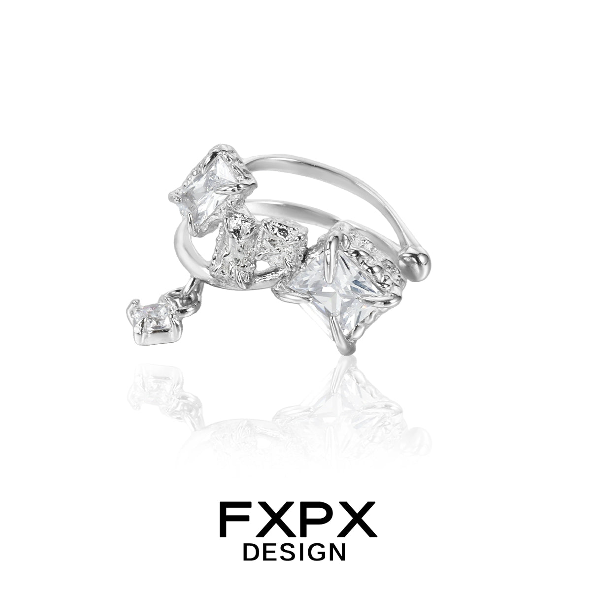 FXPX shattered prism zircon ear cuff with sparkling gems in a unique design for stylish accessories