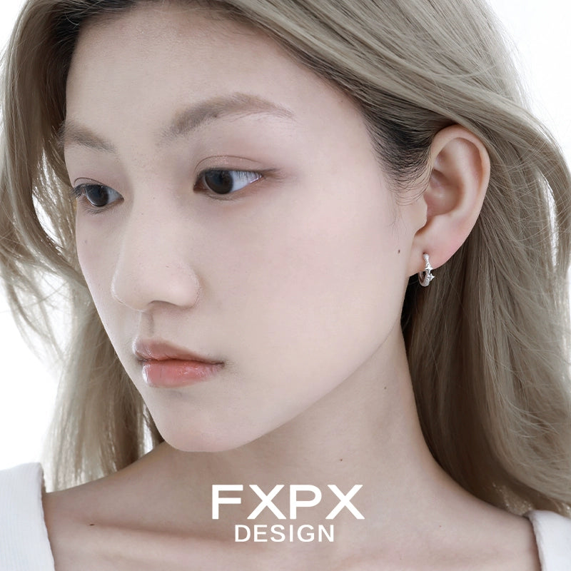 Elegant shattered star silver earrings showcased on model, perfect for any occasion