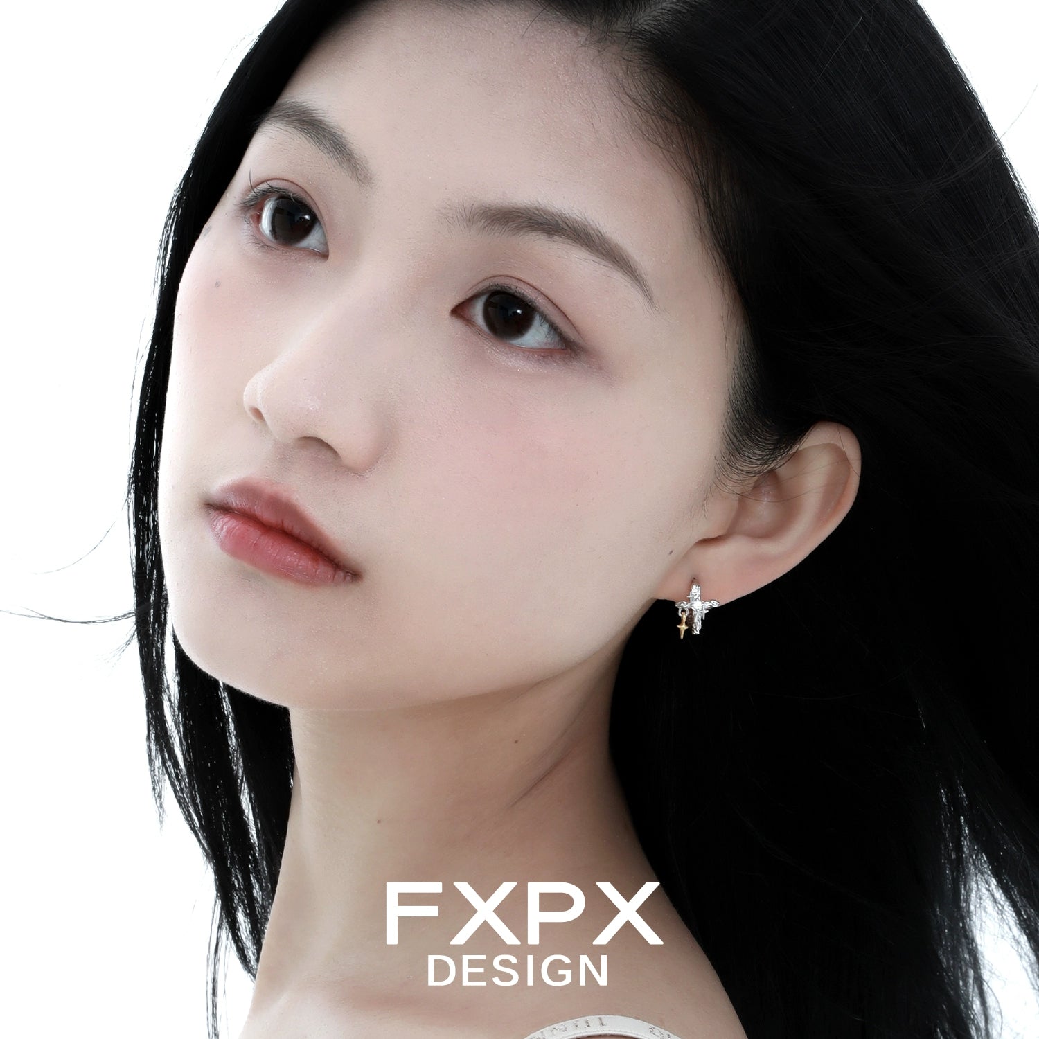 Elegant FXPX silver axis cross earrings designed for a stylish look