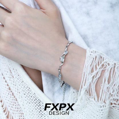 Stylish FXPX silver bracelet for women featuring a unique twisted design for elegant accessorizing