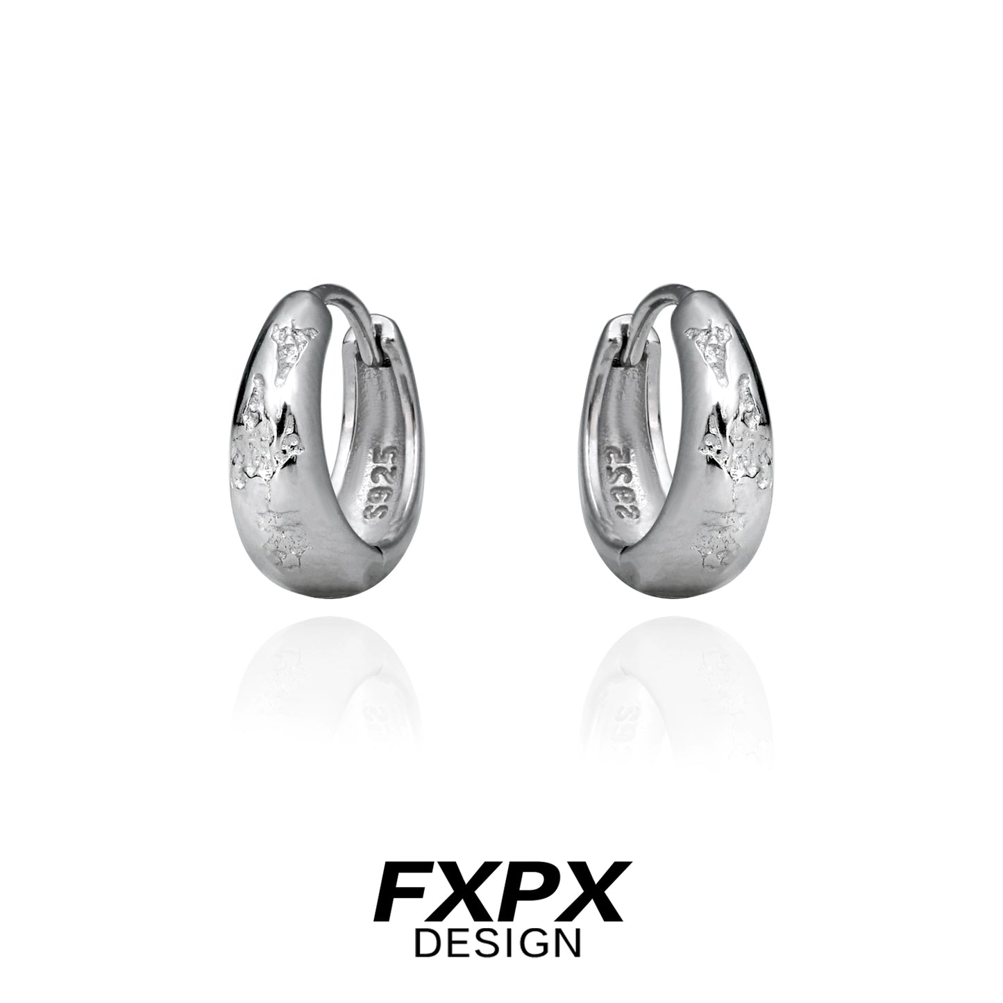 Elegant FXPX silver ear clips for women featuring a smooth, polished finish and modern design