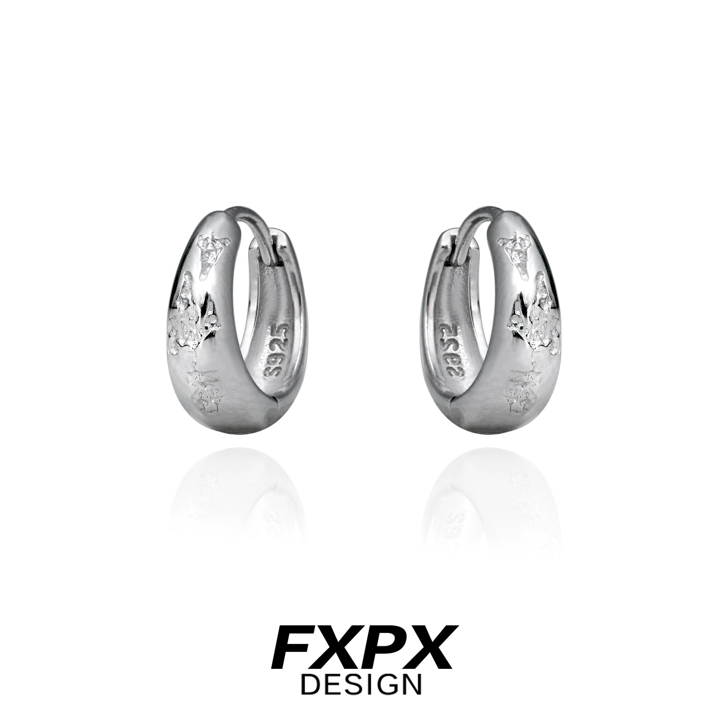 Stylish FXPX silver ear clips for women with a sleek hoop design and shiny finish