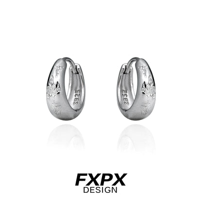 Stylish FXPX silver ear clips for women with a sleek hoop design and shiny finish