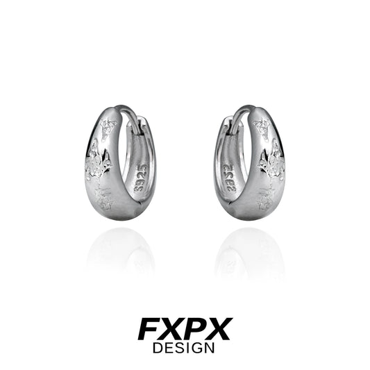 Stylish FXPX silver ear clips for women with a sleek hoop design and shiny finish