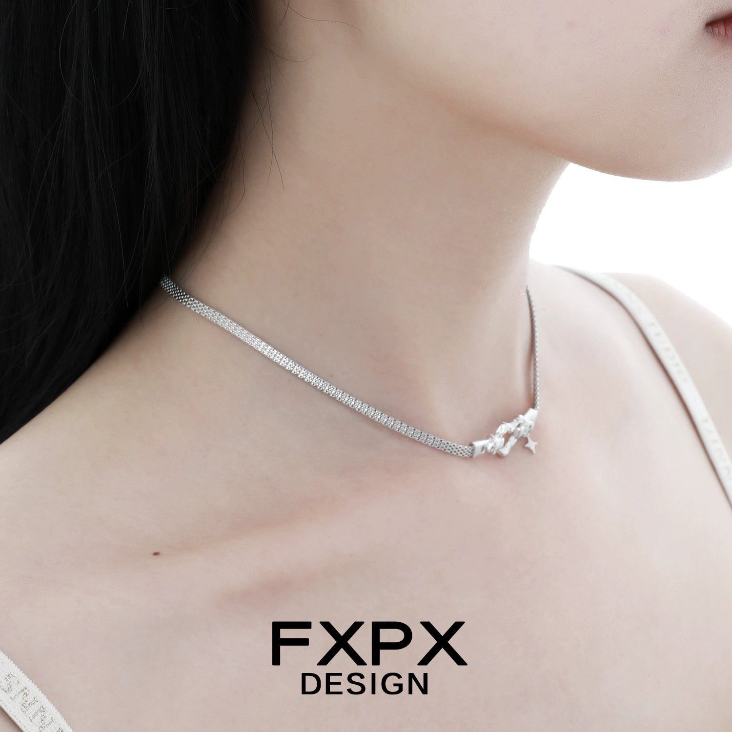 Elegant FXPX silver heart belt necklace designed for a trendy look and perfect for any outfit