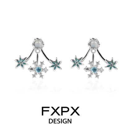 FXPX snowflake agate stud earrings featuring star and gemstone accents for a chic look