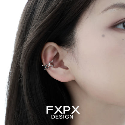 Stylish FXPX special shaped silver ear cuff featuring a unique design for modern accessorizing