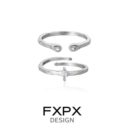 FXPX star gaze couple rings in silver featuring sparkling accents for a romantic touch